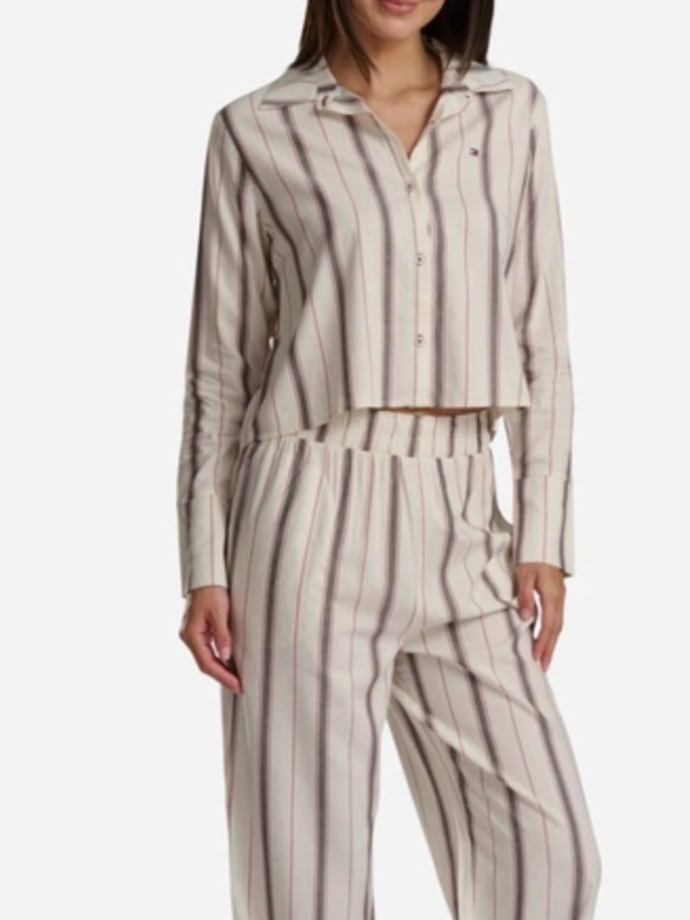 Tommy Hilfiger Women s Long Sleeve Top and High-Waist Pant Pajama set